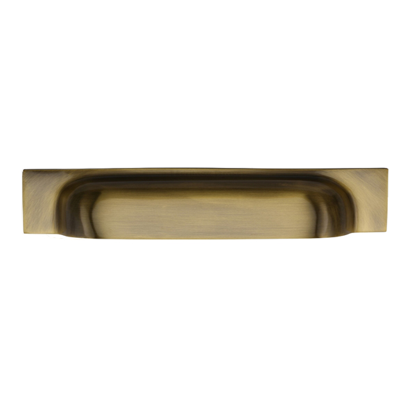C2766 152-AT • 152/178 c/c x 221x42x22mm • Antique Brass • Heritage Brass Concealed Fix Square Plate Contemporary Cup Handle